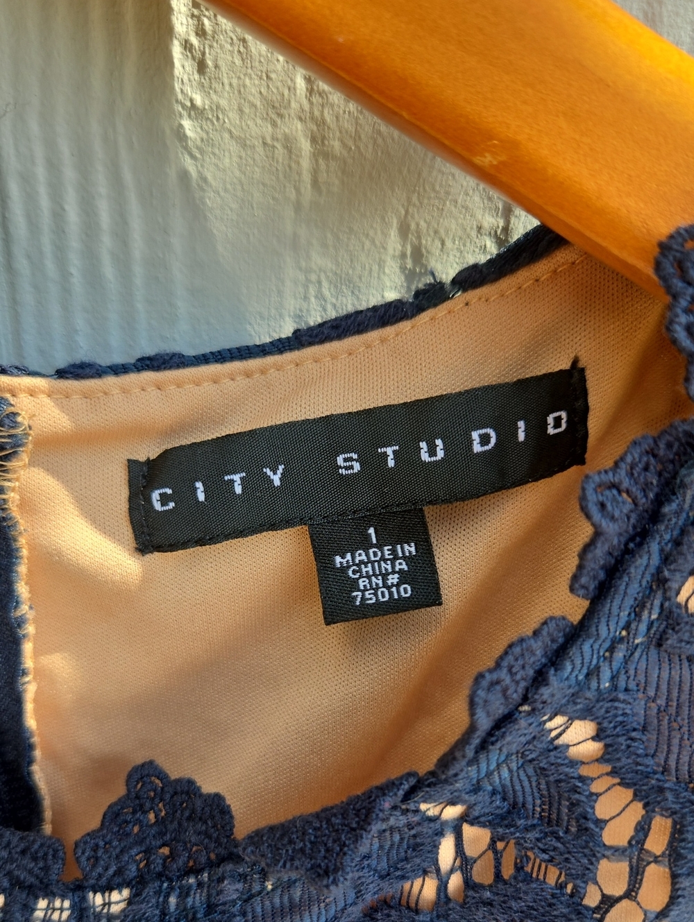City Studio | Navy Blue Lace Fit & Flare Dress (Junior's 1) - Picture 2 of 8